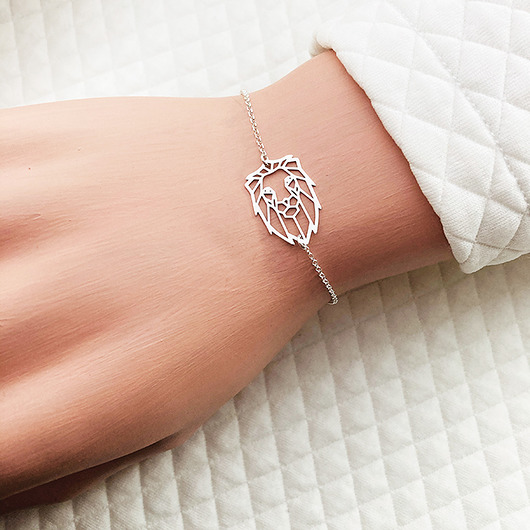 bransoletki srebrne Bransoletka  z lwem, złoty lew, głowa lwa