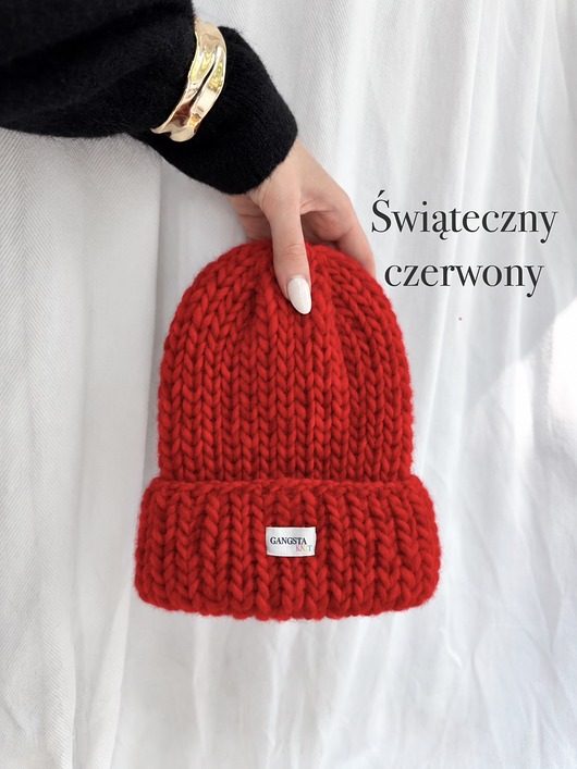 czapki damskie Czapka Lily 100% wełna *świąteczny czerwony*