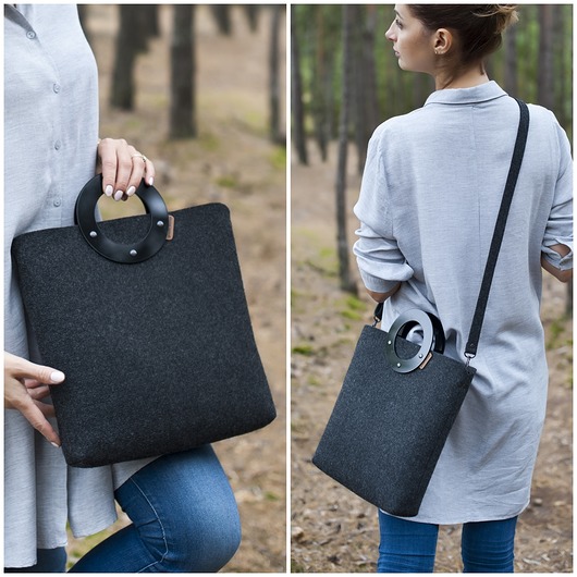 Torebka - Minimalistyczna grafitowa - plexi midi Green Sheep