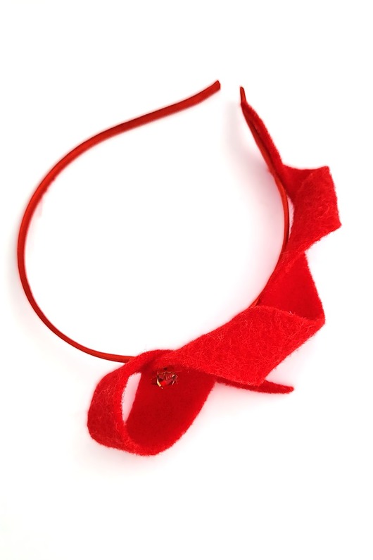 opaski do włosów MISTREL opaska filcowa czerwona