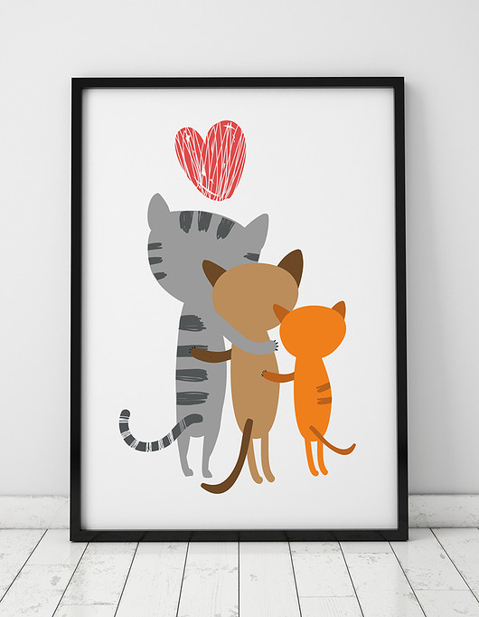 plakat. kotki Love Life and Forest