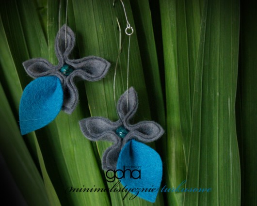 minimalistycznie turkusowe -Biżuteria Autorska FlowerFelt Design