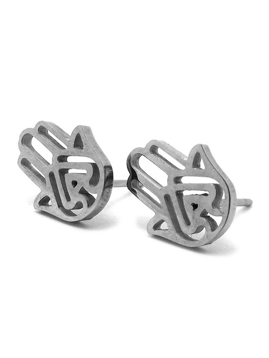 Kolczyki Hamsa hand stal chirurgiczna Magneska