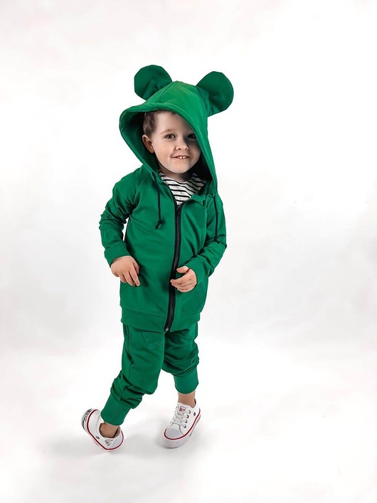 chłopiec - inne Dres dziecięcy zielony bluza z uszami spodnie typu baggy