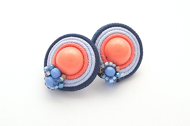 kolczyki soutache Pastelowe mini koła