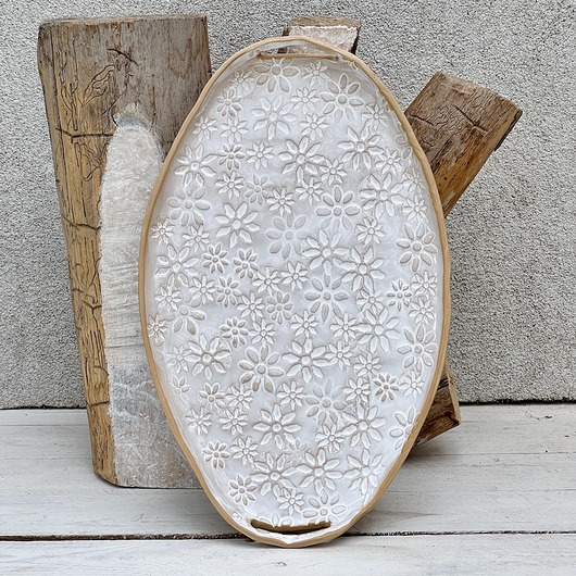 patery i talerze Ceramiczna patera do serów z uchwytami