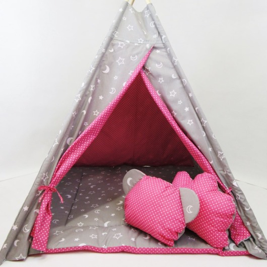 Namiot tipi Szaro Różowy  Enitka Sweet Baby Room