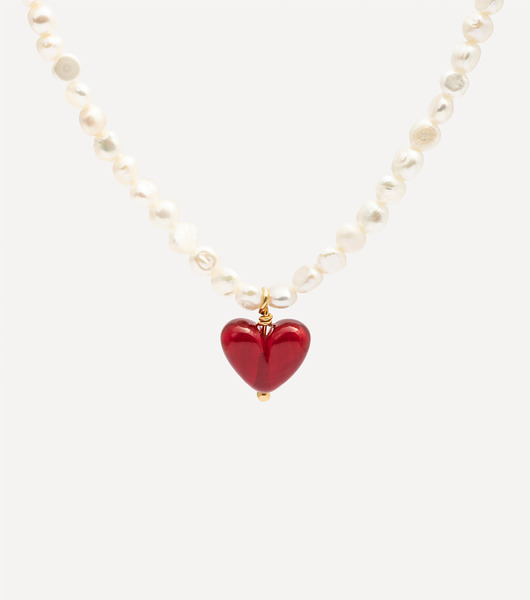chokery Choker pozłacany z perłami i sercem Close to me