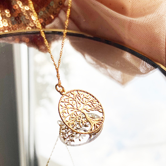 wisiory NASZYJNIK z drzewem, złote drzewko