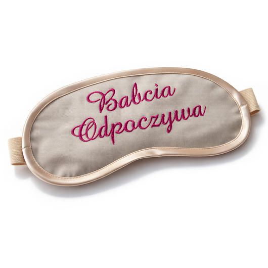 opaski na oczy OPASKA Beżowa bawełniana haftowana Babcia odpoczywa PREZENT