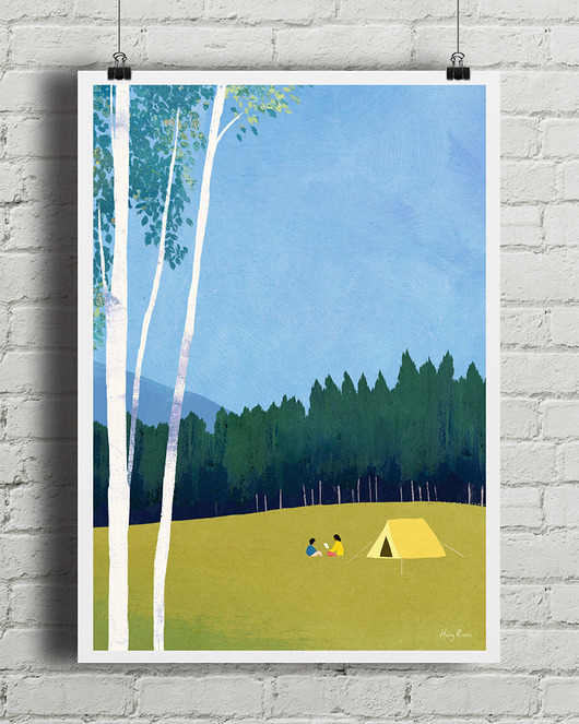 plakaty Kemping pod namiotem - plakat fine art