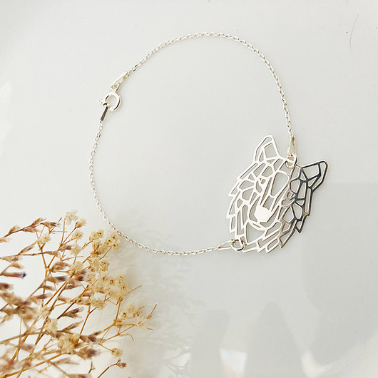 BRANSOLETKA wilk, srebrny wilczek Anemon Atelier