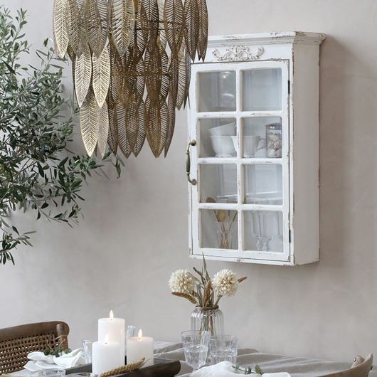 komody Szafka witryna wisząca drewniana postarzana Chic z dekorem