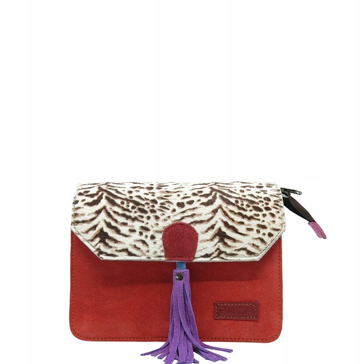 torby na ramię Torebka zamszowa, elegancka, skórzana, zamsz, ozdobny chwost eko OLIVKA