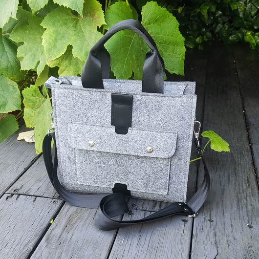 torebki mini Designerska torebka filcowa ver.2 - szara - mała