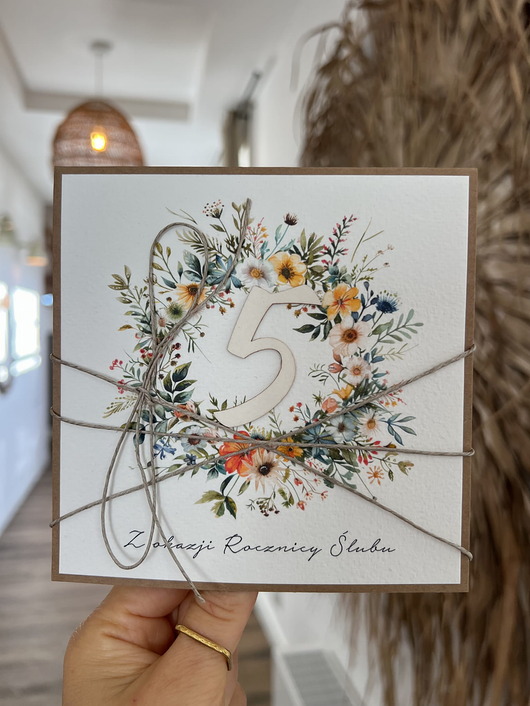 kartki scrapbooking Wyjątkowa kartka ręcznie robiona z okazji 5 rocznicy ślubu