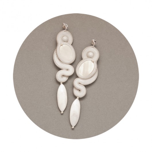 Kolczyki soutache - ślubne, kość słoniowa maanuela