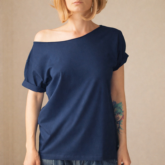 t-shirt damskie Granatowy Oversize
