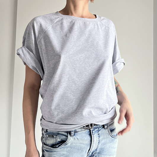t-shirt damskie Szara bluzka raglan