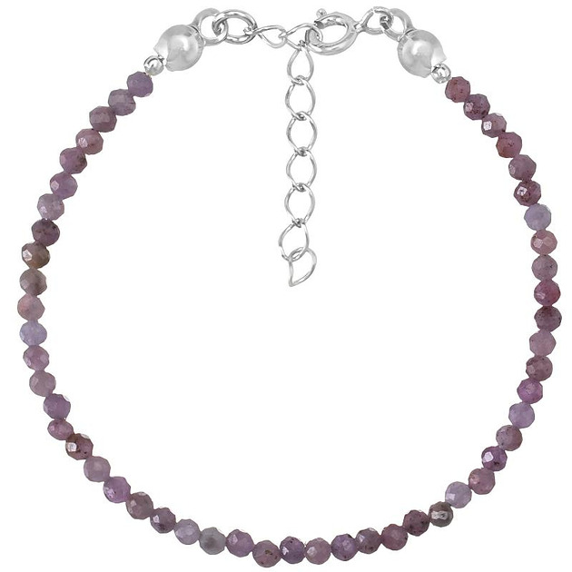 bransoletki z kamieni naturalnych Bransoletka srebrna z kamieni naturalnych rubiny 3mm