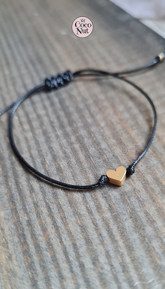 bransoletki na sznurku Bransoletka LOVE serce złocone serduszko