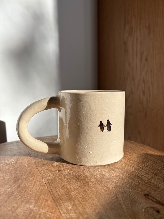 kubki i filiżanki Duży Ceramiczny Kubek Handmade 450 ml z Pingwinami Arctic Love