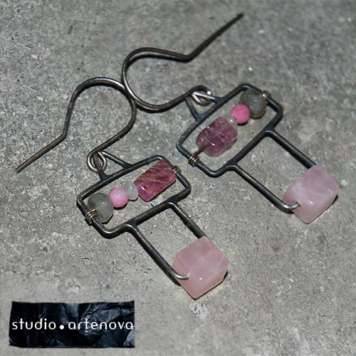 kwarc, turmalin, labradoryt. Kostki * kx 00088 studio artenova