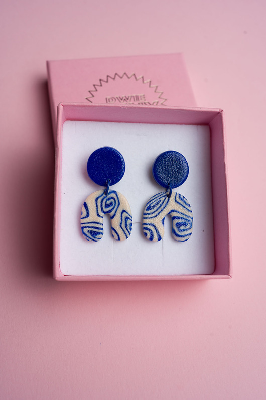 kolczyki z masy plastycznej Wiszące kolczyki sztyfty MINI