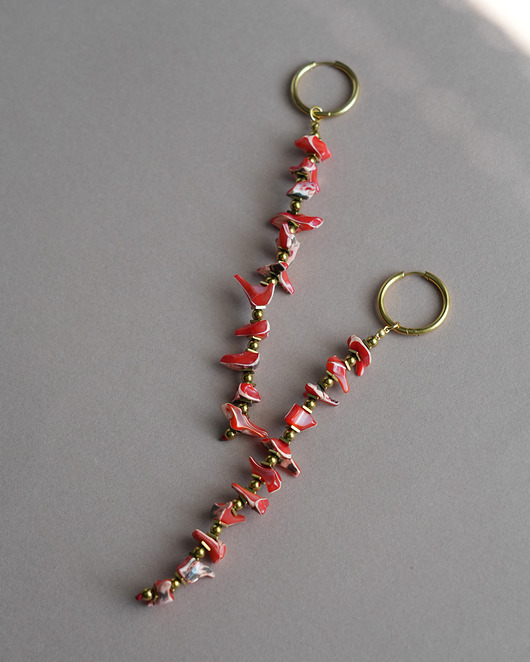 kolczyki z kamieniami Mega długie fantazyjne kolczyki z muszli 3 w 1