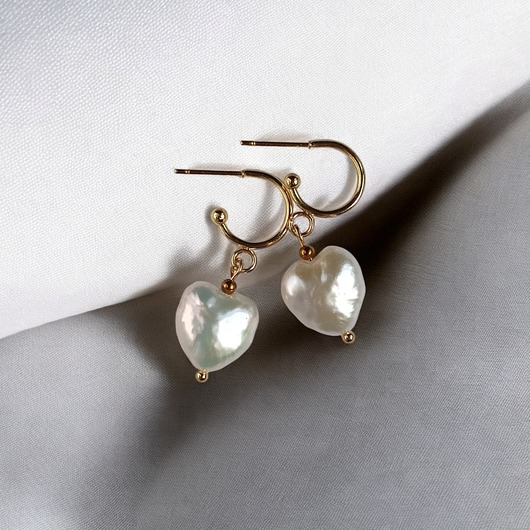 kolczyki z kamieniami Serce - perła : kolczyki : wyjątkowy prezent PREMIUM