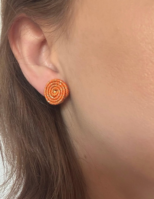 kolczyki soutache Pomarańczowo-złote małe kolczyki