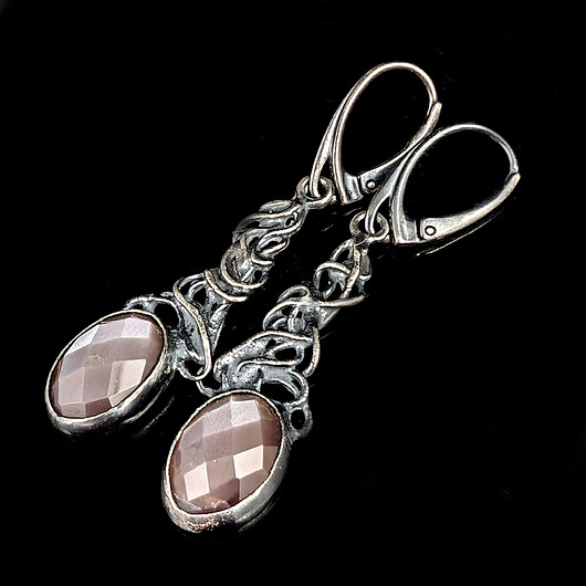 kolczyki srebrne Kolczyki srebrne mocca girlandy z księżycami