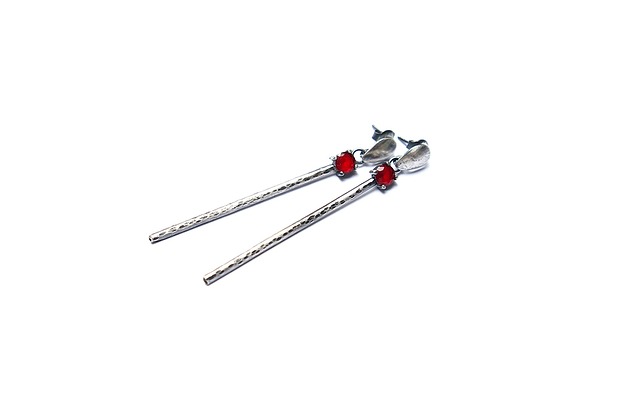 kolczyki wire wrapping Kreski vol.5 /red/ kolczyki