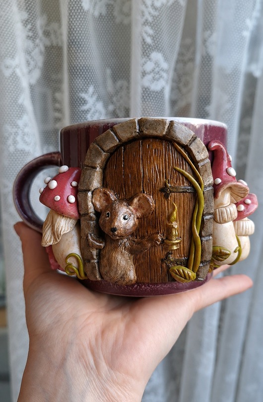 kubki Kubek z grzybami kubek jesienny 3d kubek z myszką jesień