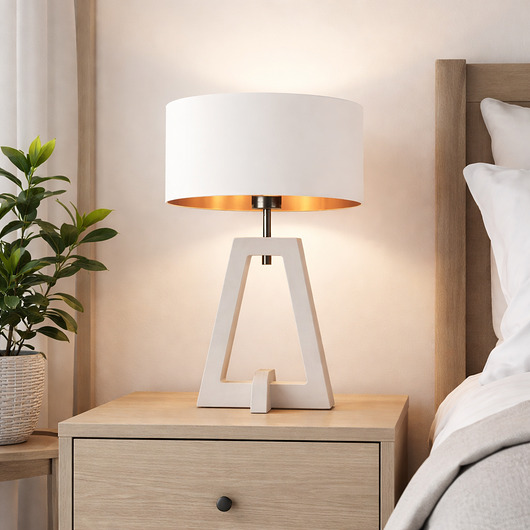 lampy stołowe Drewniana lampka stołowa z abażurem CLIO GOLD