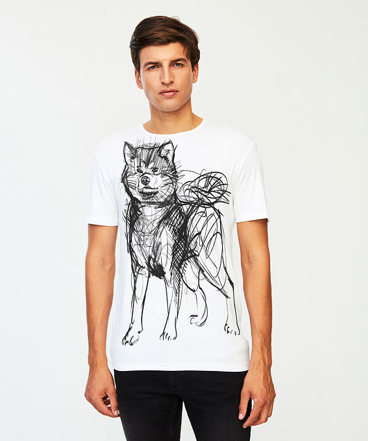 t-shirty męskie Akita Dog Men's T-shirt white