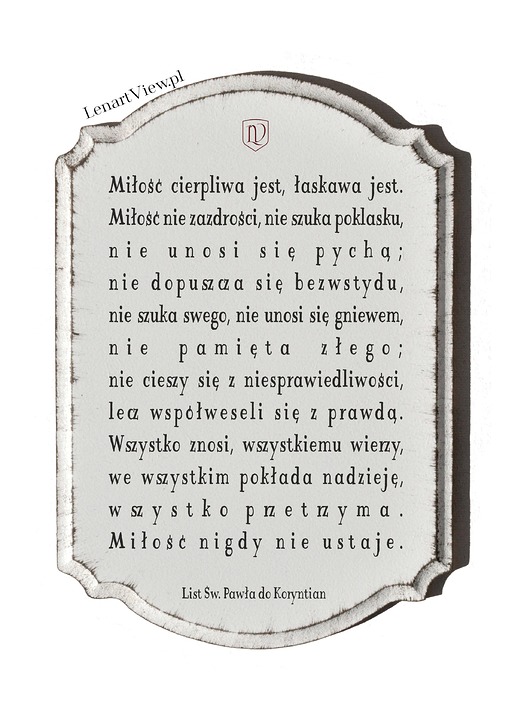 Tabliczka: Hymn o Miłości LV Home