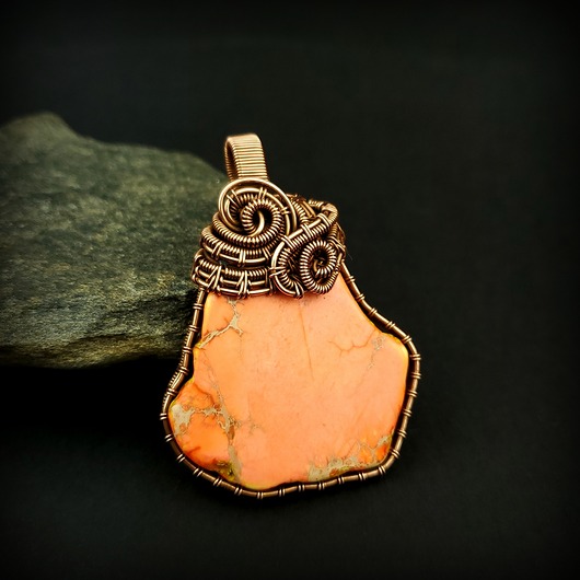 wisiory Jaspis cesarski wisiorek wire wrapping