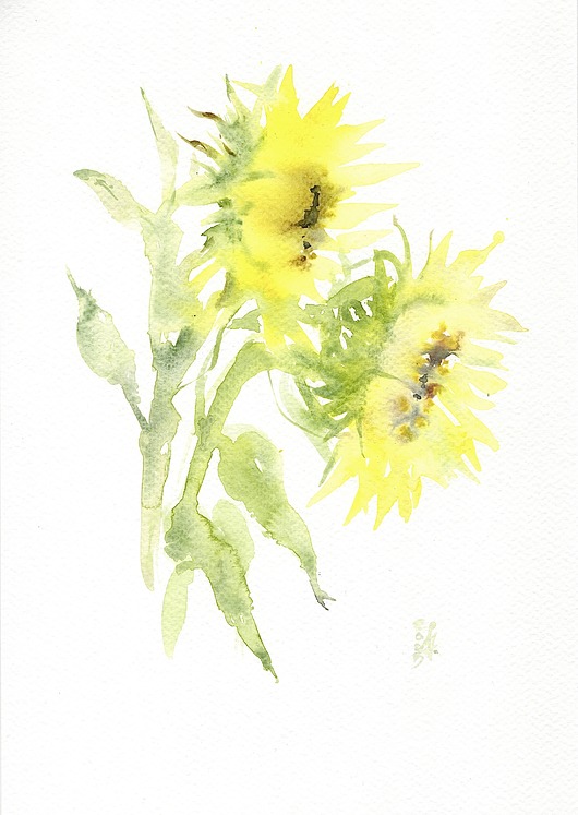 obrazy Oryginalna akwarela. Słoneczniki