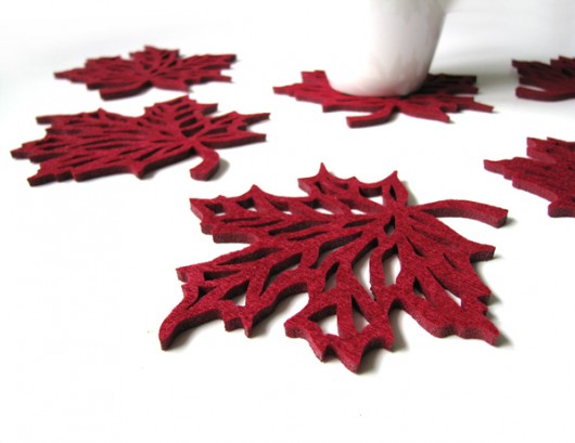 filcowe podkładki liście bordo 6szt. home variety