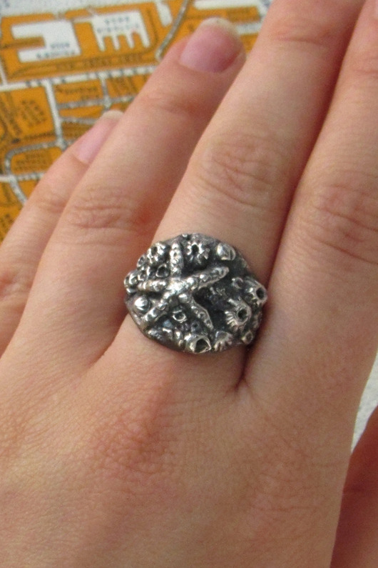 pierścionki srebrne Sygnet ze srebra Dno Morskie