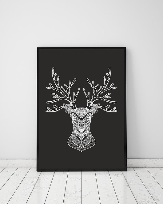 plakat. jeleń (format A4). zamówienie Love Life and Forest
