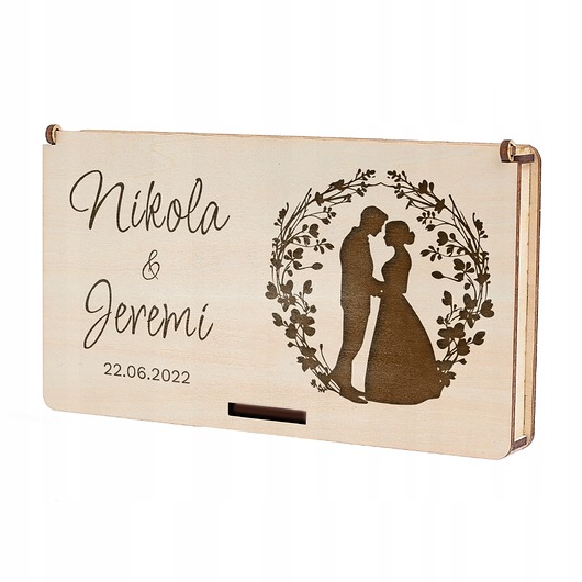 kartki scrapbooking Pudełko Koperta na pieniądze z IMIONAMI prezent na ślub wesele dla młodych