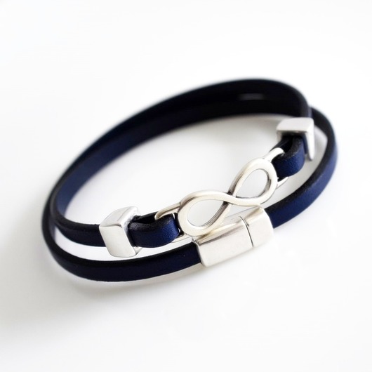 Infinity bransoletka granatowa skóra 5mm damska Pracownia Sefory