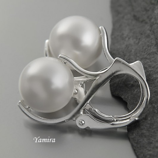 kryształ Swarovski White pearl subtelle - kolczyki yamira