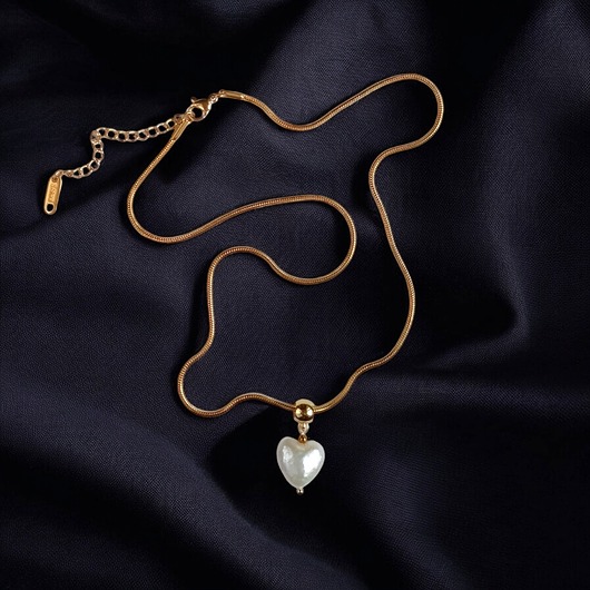 złote naszyjniki Serce - perła : naszyjnik : wyjątkowy prezent PREMIUM