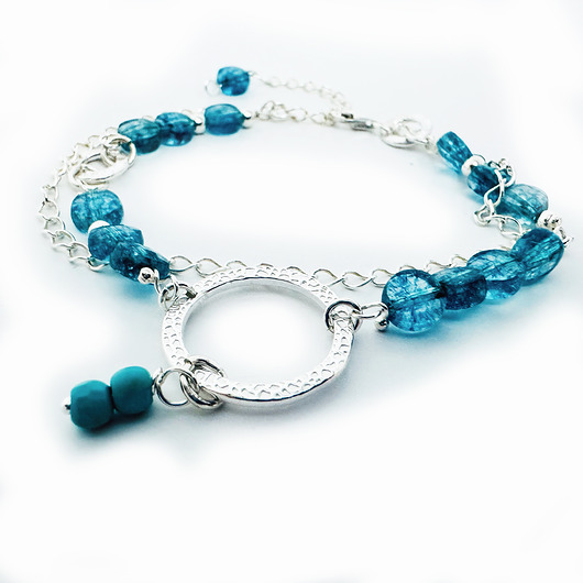 bransoletki z kamieni naturalnych BLUE SUMMER -  Bransoletka kryształ górski,niebieskie kamienie