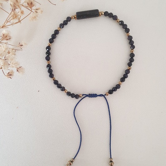 bransoletki z kamieni naturalnych Granatowa bransoletka z nocą kairu