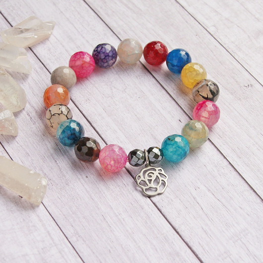 bransoletki z kamieni naturalnych Róża : stal szlachetna : agat