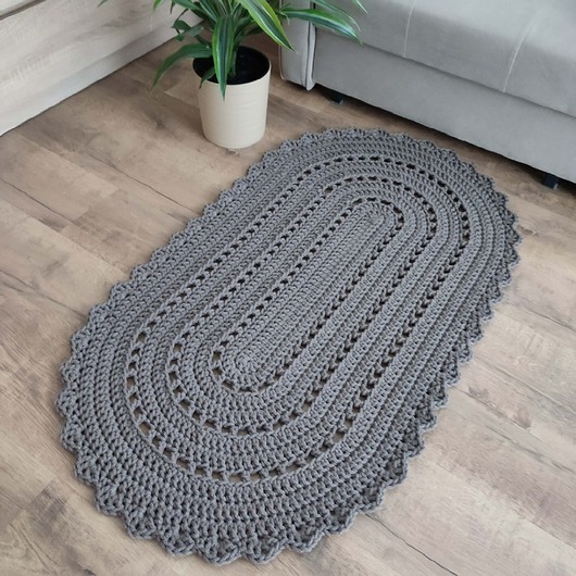 dywany Dywan owalny ze sznurka szydełkowy 70cmx120cm